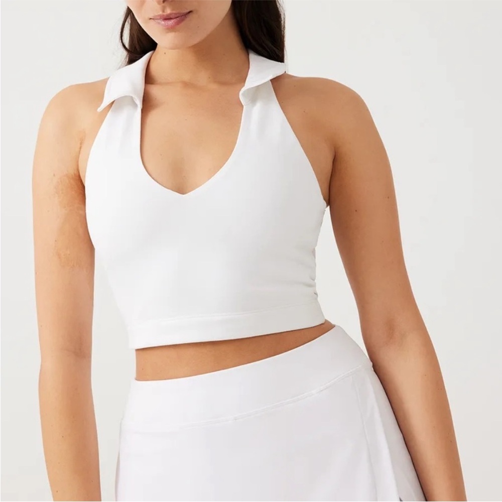 Outdoor Voices White Warmup Collared Crop Top Medium